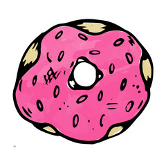A hand drawn doughnut in the sketch style