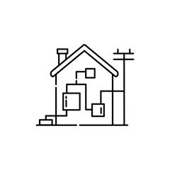 Engineering communications in private house color line icon. Pictogram for web page, mobile app
