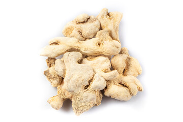 Fototapeta premium Fresh, drid and powdered ginger isolated on white background.
