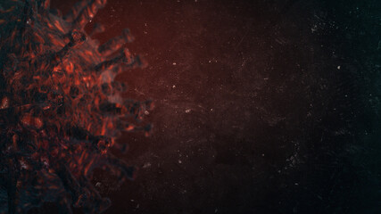 Coronavirus danger and public health risk disease and flu outbreak or coronaviruses influenza as dangerous viral strain case as a pandemic medical concept with dangerous cells as a 3D render
