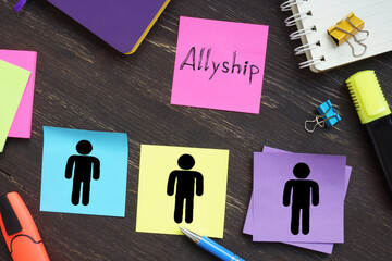 Allyship is shown on the photo using the text