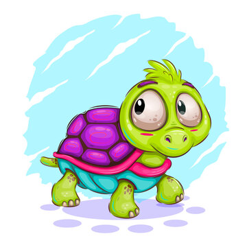 Little cartoon turtle.
A vivid illustration of a little cartoon turtle looking in disbelief. Positive and unique design. Use the product to print on clothing, accessories, party decorations, labels an