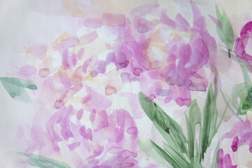 Pastel colors relax wallpaper color of season 2022. Peonies watercolor painting. Gentle texture background. Lightweight and softness concept. Beautiful illustration.