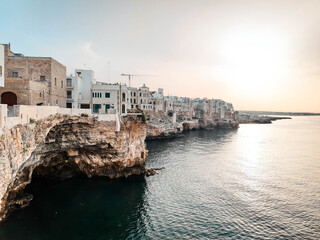View of the old town of Polignano a Mare, South of Italy, Puglia