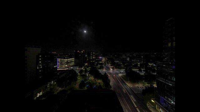 Timelapse video of the intersection of Pulteney Street and Grenfell Street in Adelaide at night