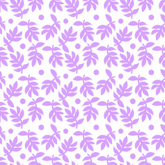Seamless one-color feminine pattern for fabric. A natural element of lilac color background or floral wallpaper.