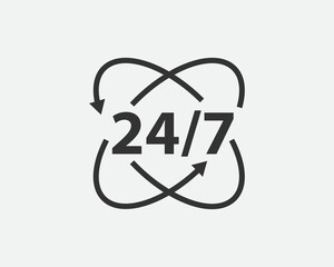 24 Hours a day service icon symbol vector