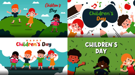 Happy children's day background illustration vector.