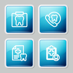 Set line X-ray of tooth, Online dental care, Dental card and icon. Vector