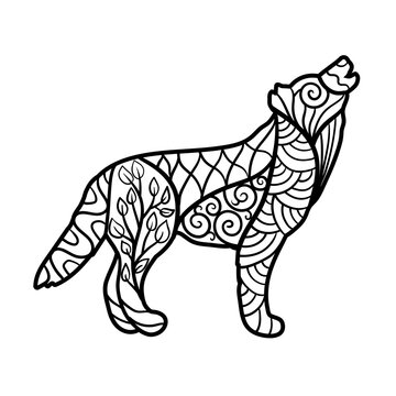 Abstract wolf, zenart, coloring page