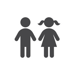 Kids or children black vector icon. Boy and girl symbols.