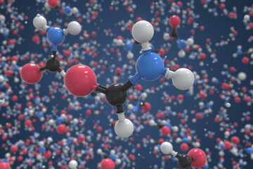 Formamide molecule, scientific molecular model, 3d rendering