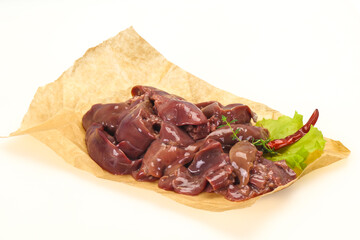 Raw chicken liver ready for cooking