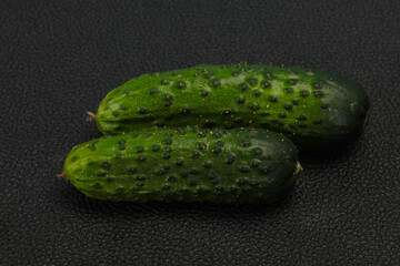 Ripe fresh green two cucumbers