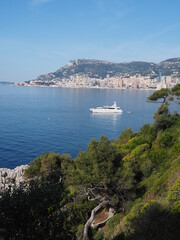 Fototapeta na wymiar un bateau de luxe dans la baie de Monaco 