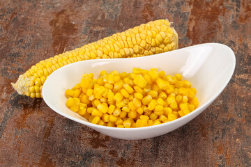 Young corn seeds in the bowl