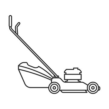 recommend clip art: Lawn mower vector outline icon. Vector illustration lawnmower on white background. Isolated outline illustration icon of lawn mower .