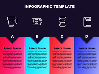 Set line Coffee cup, pot, Pour over coffee maker and machine. Business infographic template. Vector