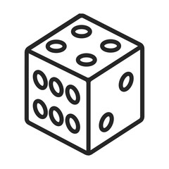 Dice vector outline icon. Vector illustration cube game on white background. Isolated outline illustration icon of dice .