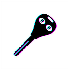 Car Key With Alarm Glitch Icon, Automobile, Vehicle Key Icon