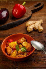 Ramadan suhoor food braised lamb with potatoes.