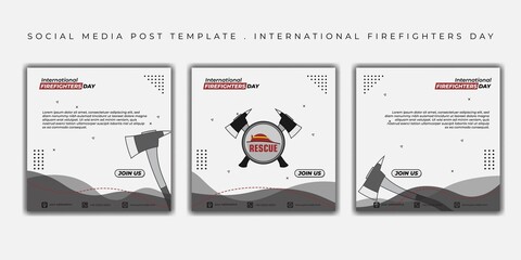 International firefighters day design. set of social media post template with axe design