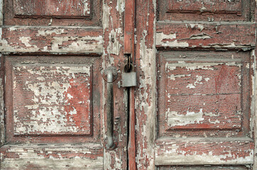old vintage wooden door close up