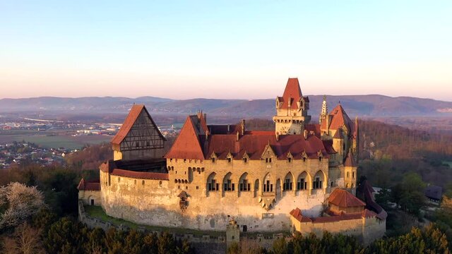 Kreuzenstein castle in Leobendorf, Korneuburg district. Famous medieval ruin in Weinviertel, Lower Austria.