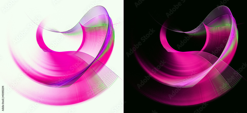 Poster lilac colorful elements with multi-colored veins are curved, intersect and have rounded shapes. grap
