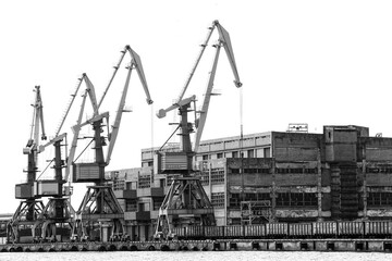 Fototapeta na wymiar abstract view of the port cranes and buildings