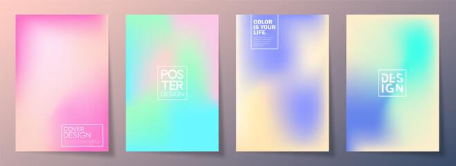 Set of soft rainbow cover design template. Abstract blurred gradient texture. Vector © RODIYAH