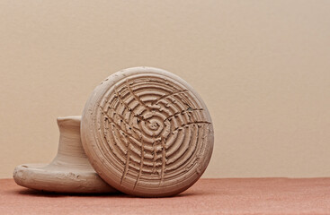 Natural clay pumice stone bath accessory close-up. Traditional moroccan hammam product.