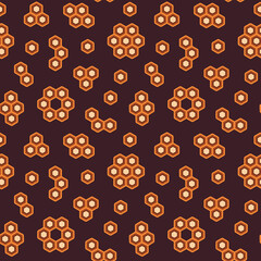 Vector honeycomb pattern. Abstract honeycomb cells inside beehive. Retro seamless pattern.