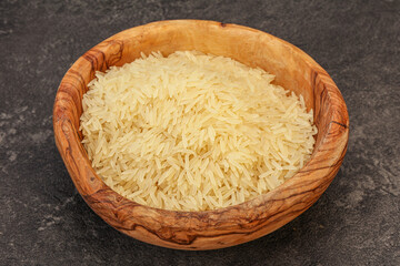 Raw basmati rice in the bowl