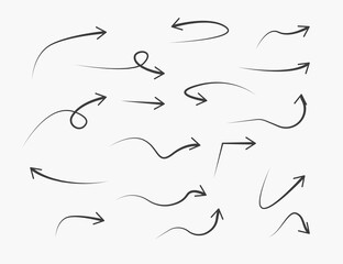 Arrow, doodle, drawing, sketch icon set. Vector illustration.