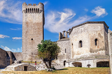View of Montmajour Abbey near Arles, France, former medieval fortified monastery, now historical...
