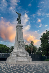 Fototapeta na wymiar Statue of goddess Nika in Nice, France (Monument du Centenaire) built in 1893. Symbol of the city. Nice, French Riviera, France. 