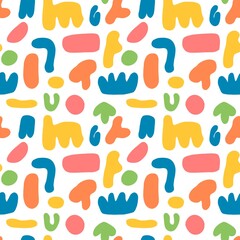 Hand drawn various  colorful shapes and doodle objects