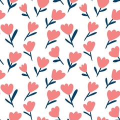 Floral seamless pattern with flowers on white background 