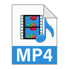 Modern flat design of MP4 illustration file icon for web