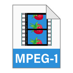 Modern flat design of MPEG-1 illustration file icon for web