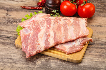 Raw pork ribs for cooking