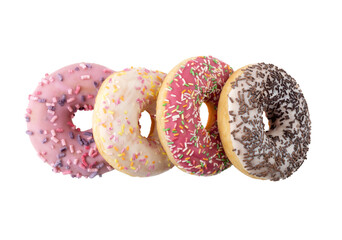 Donuts close-up on a white background. Round donuts isolated on white background.