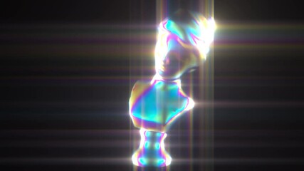 Abstract animation of the movement of a holographic antique female bust. Digital art nft. Seamless loop. - Powered by Adobe