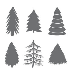 Vector illustration of different christmas trees with starburst