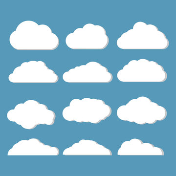Selection of decorative clouds in flat design
