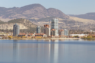 View of downtown of Kelowna across from the west side of the Okanagan Lake