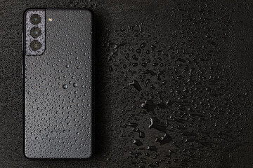  Samsung Galaxy S21 Phantom Grey in waterdrops - obrazy, fototapety, plakaty