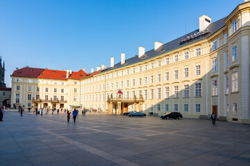 Fototapeta premium Old royal palace in Prague Castle courtyard, Czech Republic