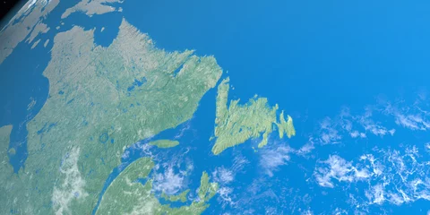 Crédence de cuisine en verre imprimé Atlantic Ocean Road North of Canada in planet earth, aerial view from outer space